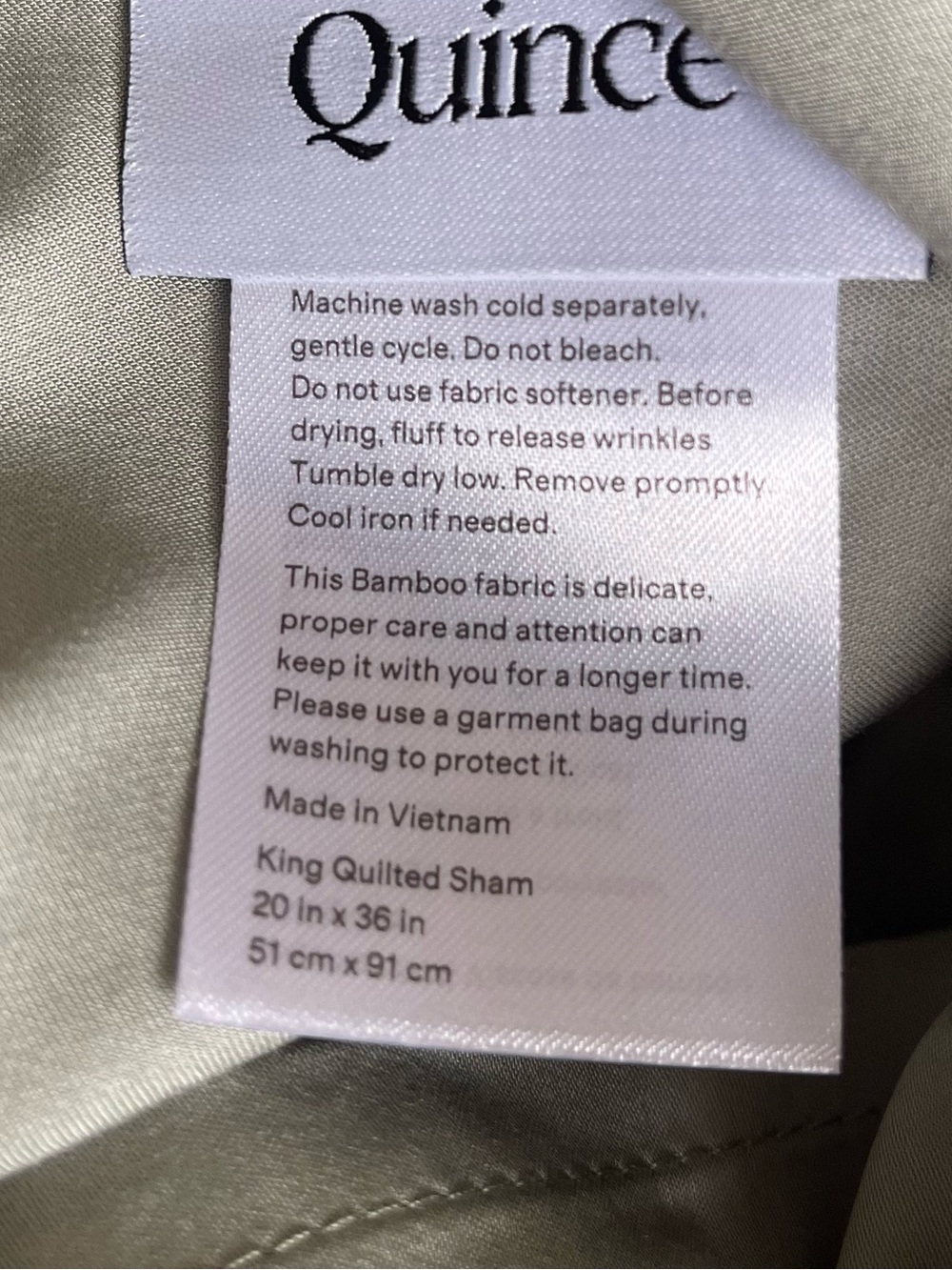 NWOT Quince Bamboo Dream Quilted Sham Set, King (Eucalyptus) - Picture 4 of 5